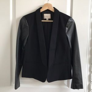 Loft Black Blazer with Faux Leather